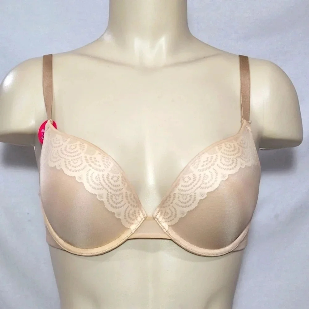 34B Lily of France 2175300 Smooth & Sleek Push Up Underwire Bra Nude NWT